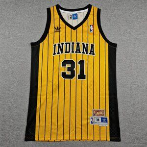 Adidas Indiana #31 Miller Hardwood Classics Yellow Pinstripe Basketball Jersey